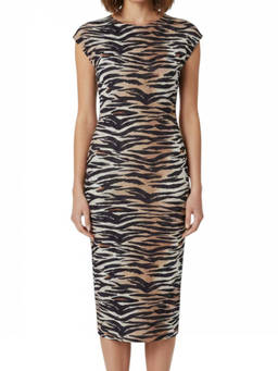 Pinko - Multicolor Animal Print Round Neck Dress