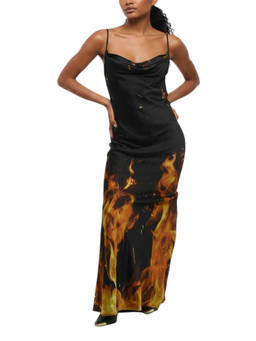 BALMAIN - Multicolor Printed Cowl Neck Maxi Dress