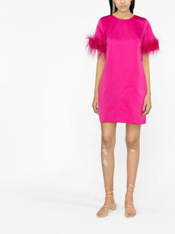 Parosh - Fuchsia Feathered mini dress (XS)