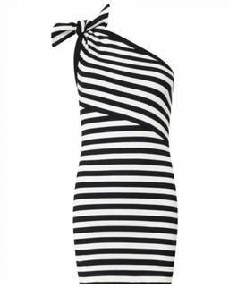 Patou - Black White Striped Short Dress