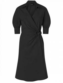 Pinko - Black Knotted Wrap Midi Dress