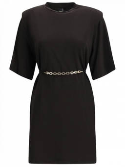 Pinko - Black Padded Midi T-shirt Dress