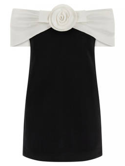 self-portrait - Black Crpe Flower Mini Dress