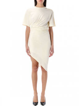 Mugler - White T-shirt Draped Mini Dress (M)