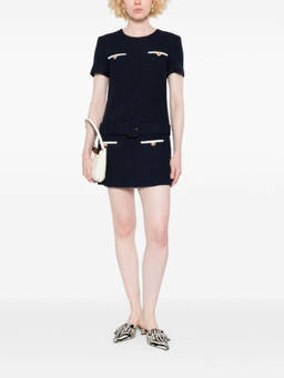 self-portrait - Navy Blue Belted Tweed Mini Dress (S)