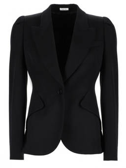 Alexander McQueen - Black Solid Shawl Lapel Jacket (L)