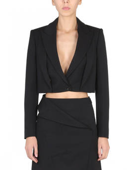 Alexander McQueen - Black Solid Notched Lapel Jacket (L)