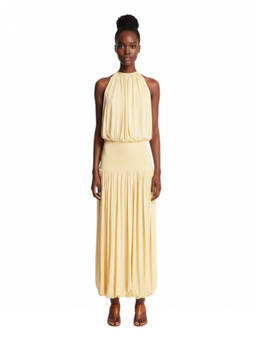 Toteme - Beige Solid Boat Neck Maxi Dress (S)