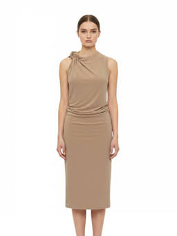 Sportmax - Brown Crew Neck Midi Dress (XL)
