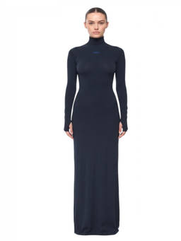 OFF-WHITE - Blue Logo Turtle Neck Maxi Dress (M)