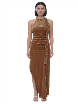 OFF-WHITE - Brown Halter Neck Maxi Dress (XXS)