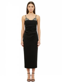 Pinko - Black Embellished Sweet Heart Neck Dress (S)
