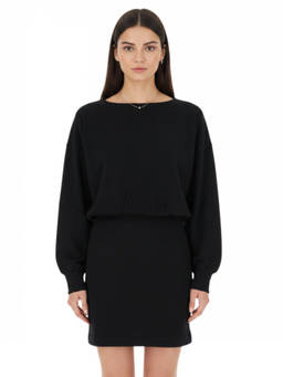 Parosh - Black Boat Neck Mini Dress (XS)