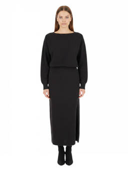 Parosh - Black Boat Neck Maxi Dress (S)