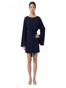 Parosh - Blue Boat Neck Mini Dress