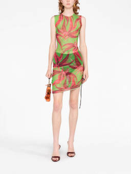 Louisa Ballou - Green Floral Print Short Dress (L)
