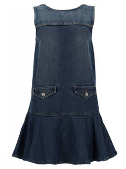 Ganni - Denim Solid Round Neck Mini Dress