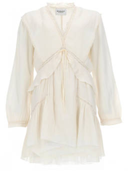 Marant Etoile - White Pleated V Neck Mini Dress (S)