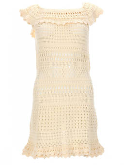 Marant Etoile - Beige Crochet Round Neck Mini Dress
