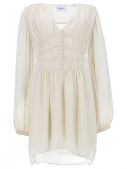 Marant Etoile - White Pleated V Neck Mini Dress