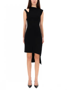 Courreges - Black Ribbed Round Neck Mini Dress