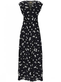 Alysi - Black Printed V Neck Maxi Dress