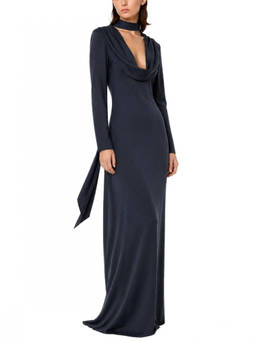 Rotate Birger Christensen - Blue Cowl Neck Maxi Dress (S)