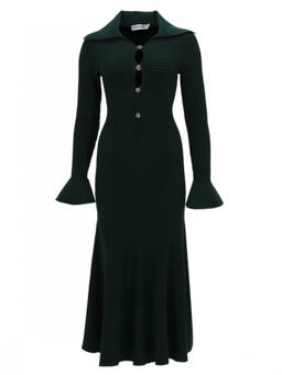 self-portrait - Dark Green Knitted Midi Dress