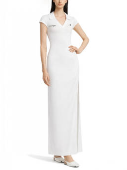 Courreges - White Logo Shirt Collar Maxi Dress