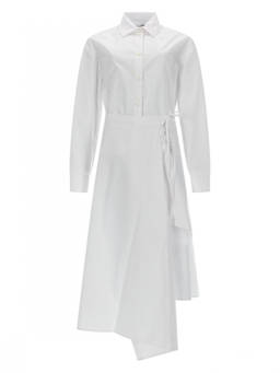 MSGM - White Shirt Collar Midi Dress