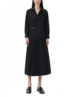 Alexander Wang - Black Shirt Collar Midi Dress