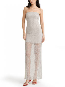 Rotate Birger Christensen - Grey Lace Strapless Maxi Dress