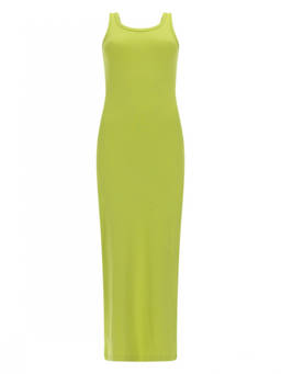 MSGM - Green Solid Scoop Neck Maxi Dress