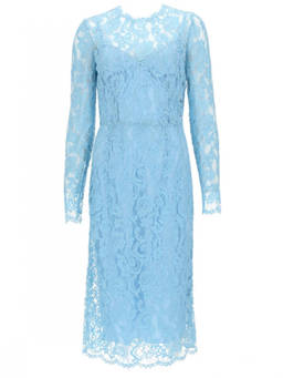 Dolce&Gabbana - Blue Lace Round Neck Midi Dress (XS)