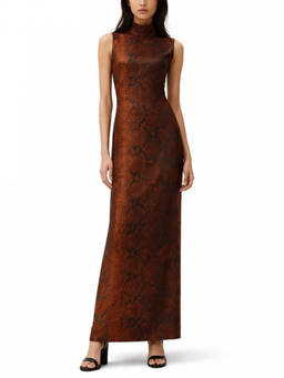 Jean Paul Gaultier - Red Printed Turtle Neck Maxi Dress