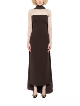 SOLACE London - Brown Halter Neck Maxi Dress