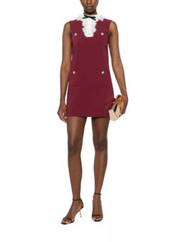 self-portrait - Red Round Neck Mini Dress