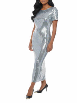 Maison Margiela - Silver Embellished Boat Neck Midi Dress (S)