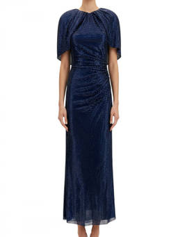 self-portrait - Blue Embellished Crew Neck Midi Dress (M)