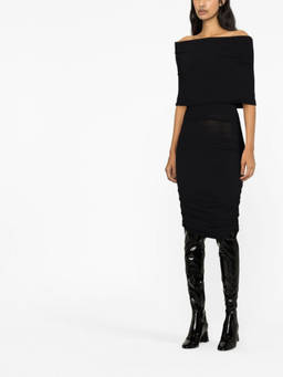 KHAITE - Black Ruched Mini Dress (S)