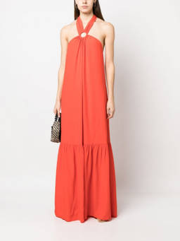 Erika Cavallini Semi-Couture - Orange Silk Blend Long Dress (XS)