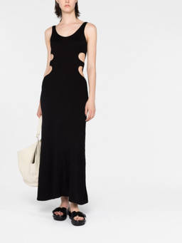 Chloe - Black Linen Blend Silk Long Dress (M)