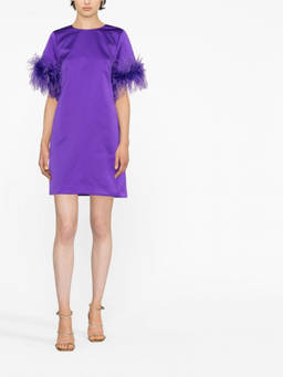 Parosh - Purple Feathered Mini Dress (XS)