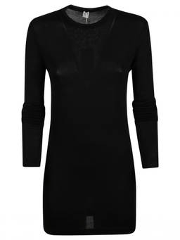 Toteme - Black Crew Neck Long Sleeves Dress (XS)