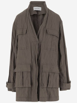 Ferragamo - Brown Cotton Ruched Effect Jacket (S)
