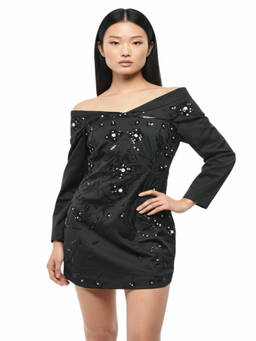 Dsquared2 - Black Embellished Off Shoulder Dress