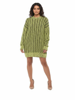 Diesel - Green Knitted Crew Neck Mini Dress (XXS)