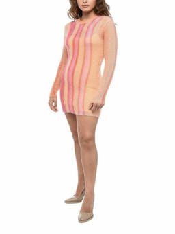 Diesel - Orange Stripes Crew Neck Mini Dress