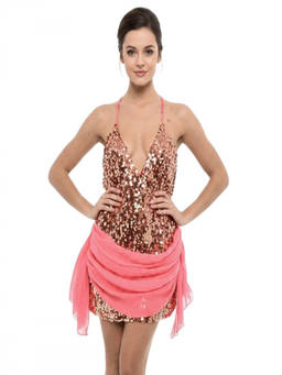 Dsquared2 - Pink Embellished Halter Neck Mini Dress