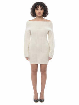 Dsquared2 - White Knitted Off Shoulder Mini Dress